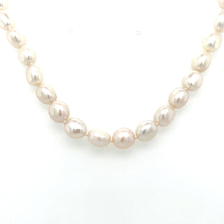 Sterling Silver Freshwater Pearl Mixed Oval Link Necklace