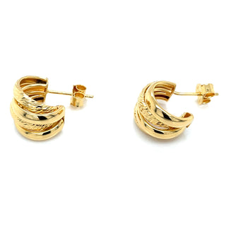 Aura Golden Multi-Layer Smooth and Textured Earring