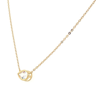 9ct Yellow Gold Horizontal Pear Cz Necklace