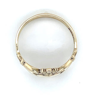 Vintage 9ct Yellow Gold Plain Polished Claddagh Ring