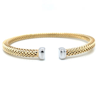 Golden Two Tone Woven Stainless Steel Centred Bangle