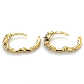 Golden Mixed Cz Hoop Earrings