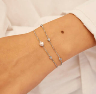 Ania Haie Silver Shell Pearl & Bezel-Set Sparkle Bracelet