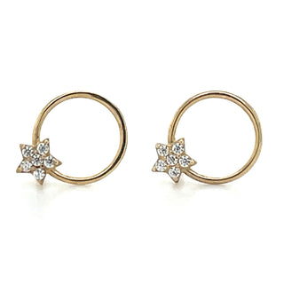 9ct Gold Open Circle Star Stud Earrings