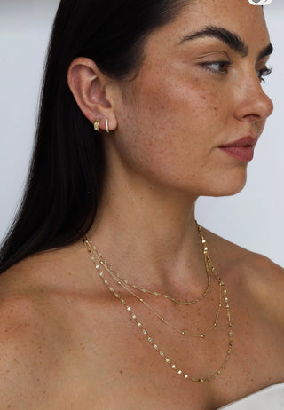 Golden Small Cz Clicker Hoop Earrings