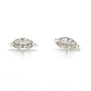 Sterling Silver Cz Marquise Stud Earrings