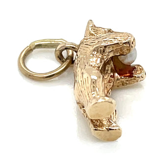 9ct Yellow Gold Bear and Pearl Pendant