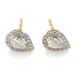 14ct Yellow Gold Laboratory Grown 0.70ct Pear Halo Diamond Earrings