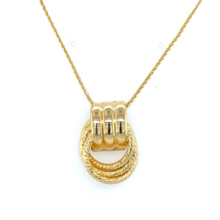 Aura Golden Smooth and Textured Double Drop Circle Necklace