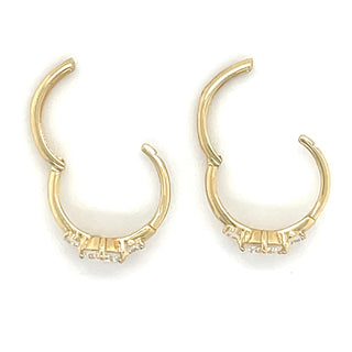 9ct Yellow Gold Trilogy Cz Hoop Earrings