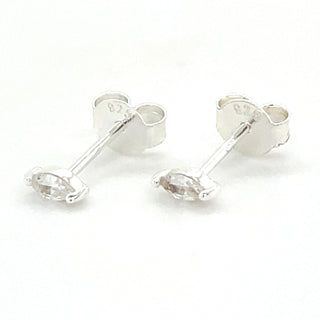 Sterling Silver Cz Marquise Stud Earrings