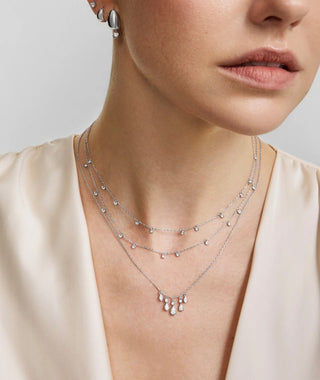 Ania Haie Silver Bezel-Set Droplet Station Necklace