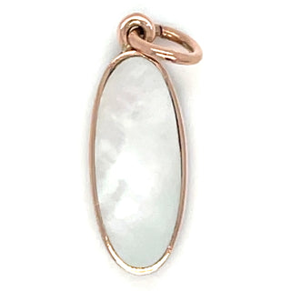 Vintage 9ct Rose Gold Mother of Pearl & Lapis Double Sided Elongated Oval Pendant