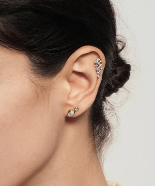 Ania Haie Gold Bezel Organic Pebble & Round Stud Earrings