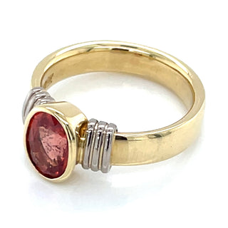 Vintage 18ct Yellow Gold Bezel Set Orange Tourmaline Ring
