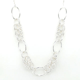Aura Sterling Silver Oval Link Textured Train Necklace
