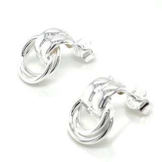Sterling Silver Double Drop Intertwined Ring Earrings