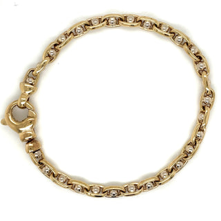Vintage 9ct Yellow Gold Ball and Oval Link Chain Bracelet