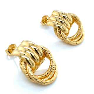 Aura Golden Smooth and Textured Double Circe Drop Earrings
