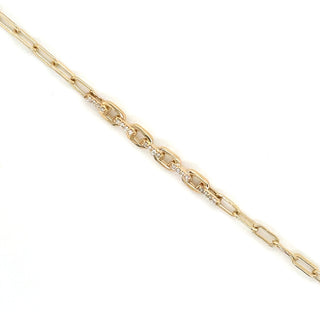 9ct Yellow Gold Paper Link Bracelet with Diamonds