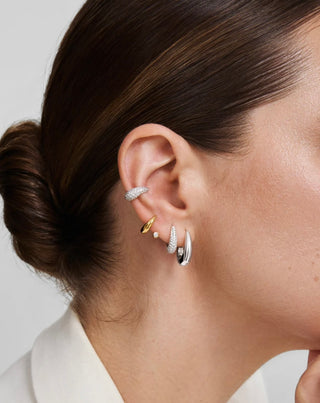 Ania Haie Silver Pavé Dome Huggie Hoop Earrings