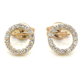 9ct Yellow Gold Open Circle Diamond Set Earrings