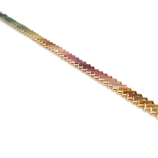 14ct Yellow Gold Earth Grown 11.84ct Rainbow Baguette Tourmaline Tennis Bracelet