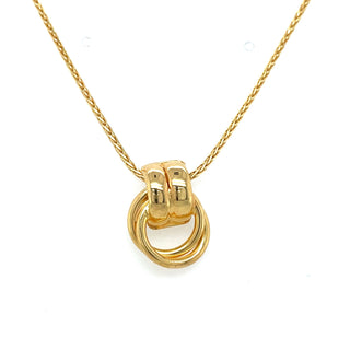 Golden Double Drop Intertwined Rings Necklace
