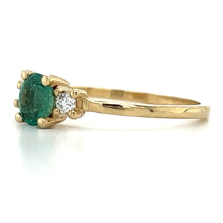 9ct Yellow Gold Oval Emerald & Diamond Ring