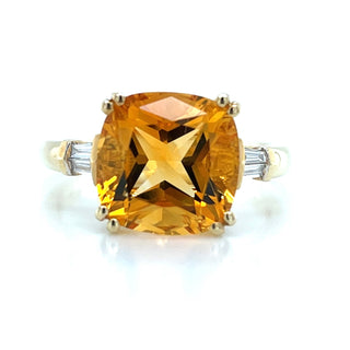 9ct Yellow Gold Earth Grown Diamond And Citrine Ring