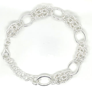 Aura Sterling Silver Oval Link Textured Train Bracelet