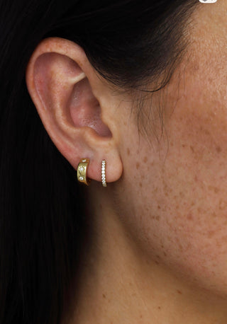 Golden Small Cz Clicker Hoop Earrings