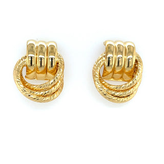 Aura Golden Smooth and Textured Double Circe Drop Earrings