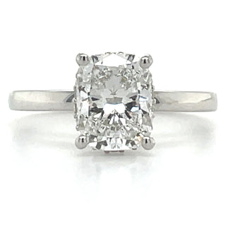 Grace - 14ct White Gold 1.59ct Laboratory Grown Elongated Cushion Cut Diamond Ring With Hidden Halo