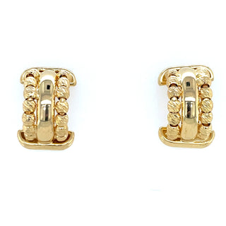 Aura Golden Smooth Scoop Earrings With Textured Border
