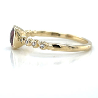 9ct Yellow Gold Diamond & Cushion Cut Rhodolite Garnet Ring