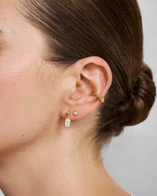 Ania Haie Gold Bezel Organic Pebble Dangle Stud Earrings