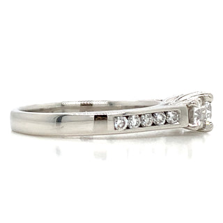 Becca - Platinum Three Stone With Channel Set Earth Grown Engagement Ring with Diamond Shoulders