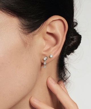 Ania Haie Silver Teardrop & Bezel Round Dangle Stud Earrings