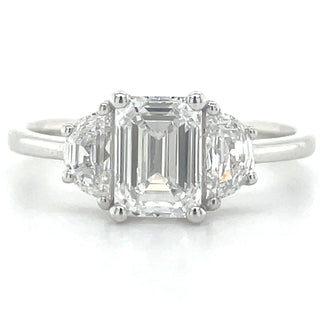 white gold emerald cut diamond engagement ring with side stones