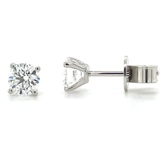 14ct White Gold 1.02ct-1.05ct Laboratory Grown Round Four Claw Diamond Earrings