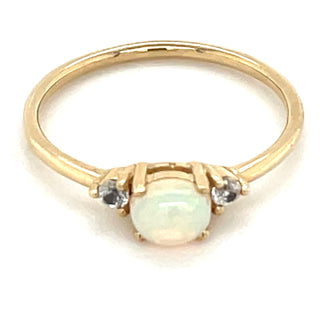 9ct Yellow Gold Oval Opal & Diamond Ring