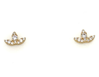 9ct Yellow Gold Lotus Cz Stud Earrings