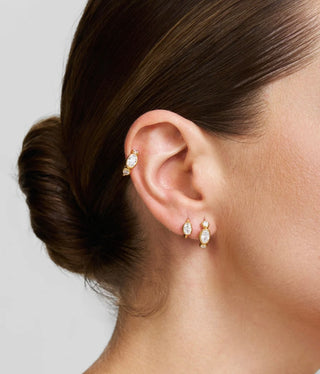 Ania Haie Gold Bezel Organic Pebble & Round Huggie Hoop Earrings