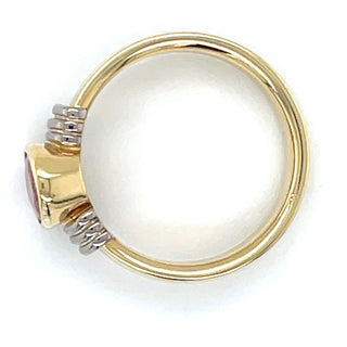 Vintage 18ct Yellow Gold Bezel Set Orange Tourmaline Ring