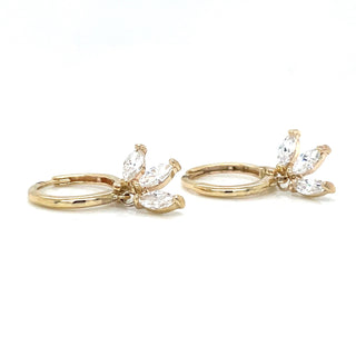 9ct Yellow Gold Hoop Earrings With Three Pear Drop Czs