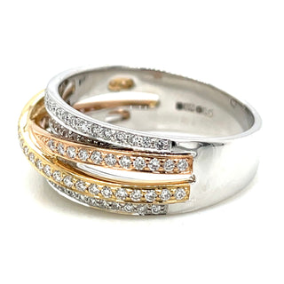 18ct Trio Gold Colour 0.58ct Diamond Multi Strand Ring