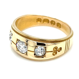 Vintage 18ct Yellow Gold With Three Earth Grown Diamond Set in Band