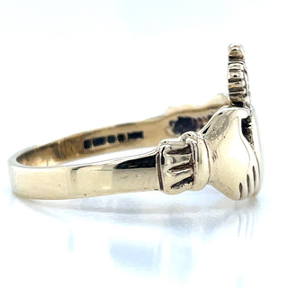 Vintage 9ct Yellow Gold Plain Polished Claddagh Ring