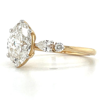Sharon - 14ct Yellow Gold 2.28ct Laboratory Grown Six Claw Oval Diamond Ring With Side Stones